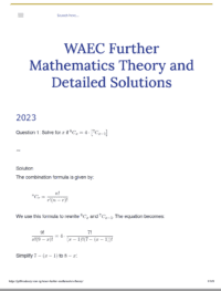 waec further maths past questions and answer